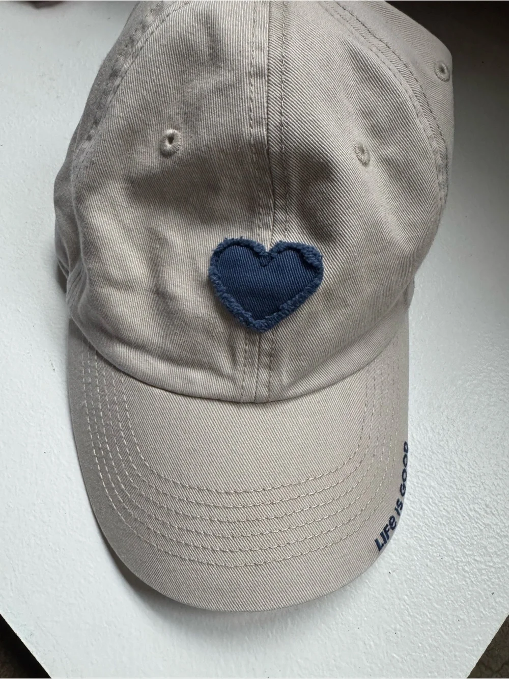 Life is Good Adult Chill Baseball Cap blue heart embroidery